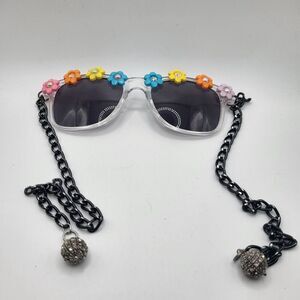 Flower with Clear Frames - chain frames - tassels sunglasses handmade